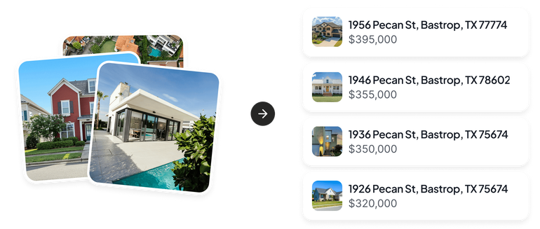 Property import interface showing multiple listings